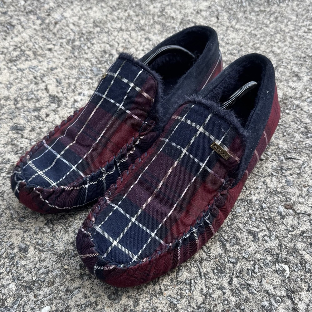 Barbour Tartan Plaid Slippers Men's 12 US (11 UK) Wool Blend House Shoes